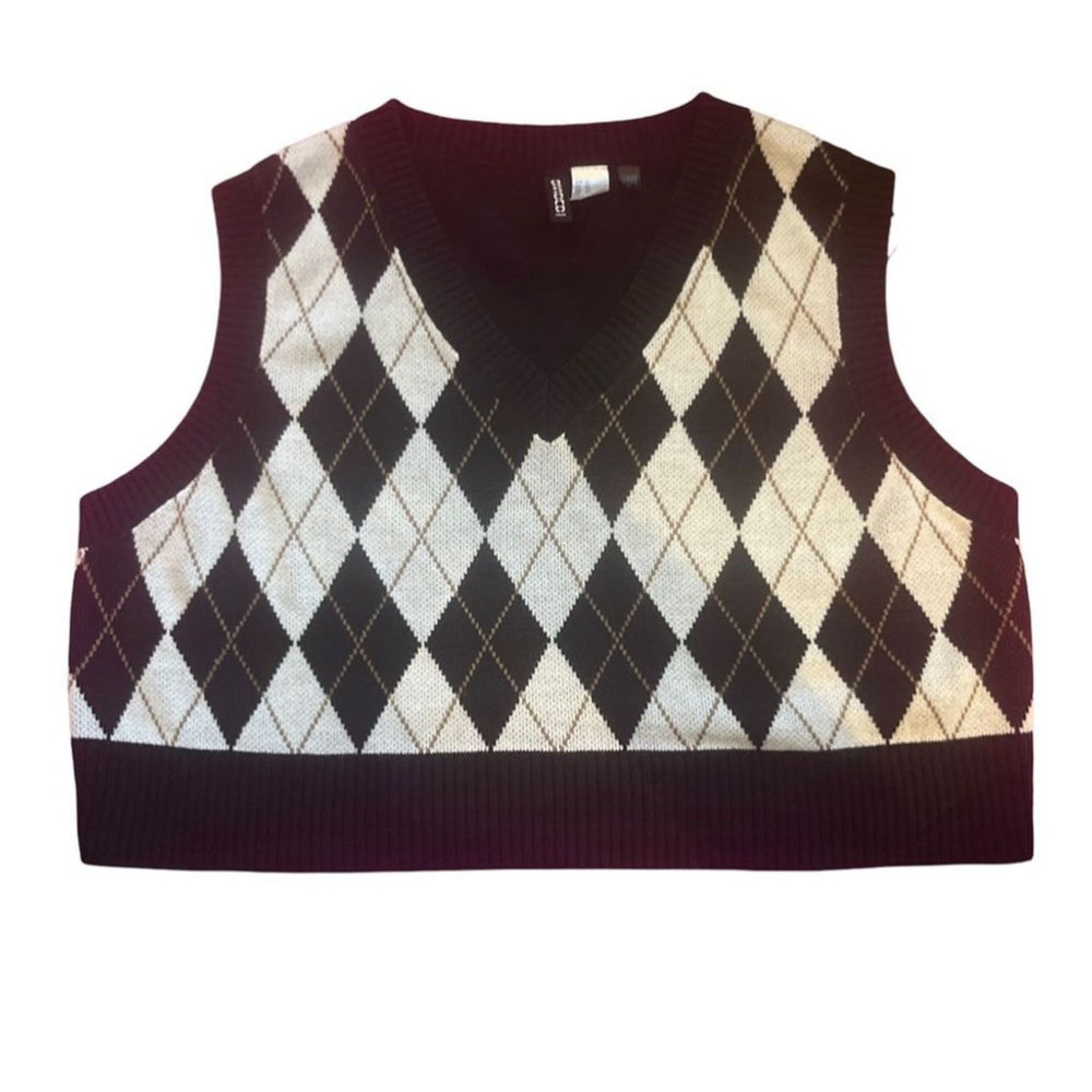 Argyle crop sweater Vest size XL